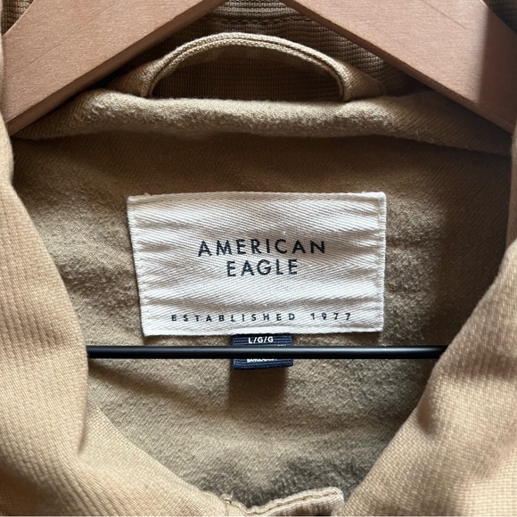 American Eagle Corduroy Cotton Lined Inside Trucker Jacket Khaki Men’s - Picture 4 of 11